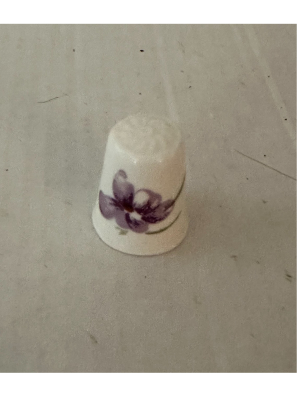 Vintage ASH Bone China England Thimble Purple Violet Floral Porcelain